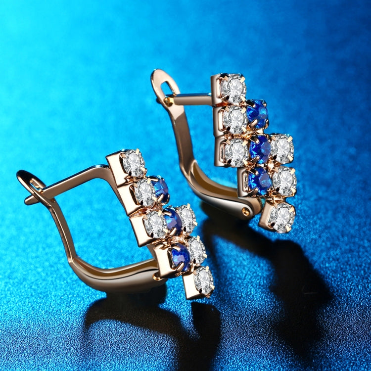 18K Gold Plated Sterling Silver Crystal Stud Earrings | Blue & Red | 1 Pair