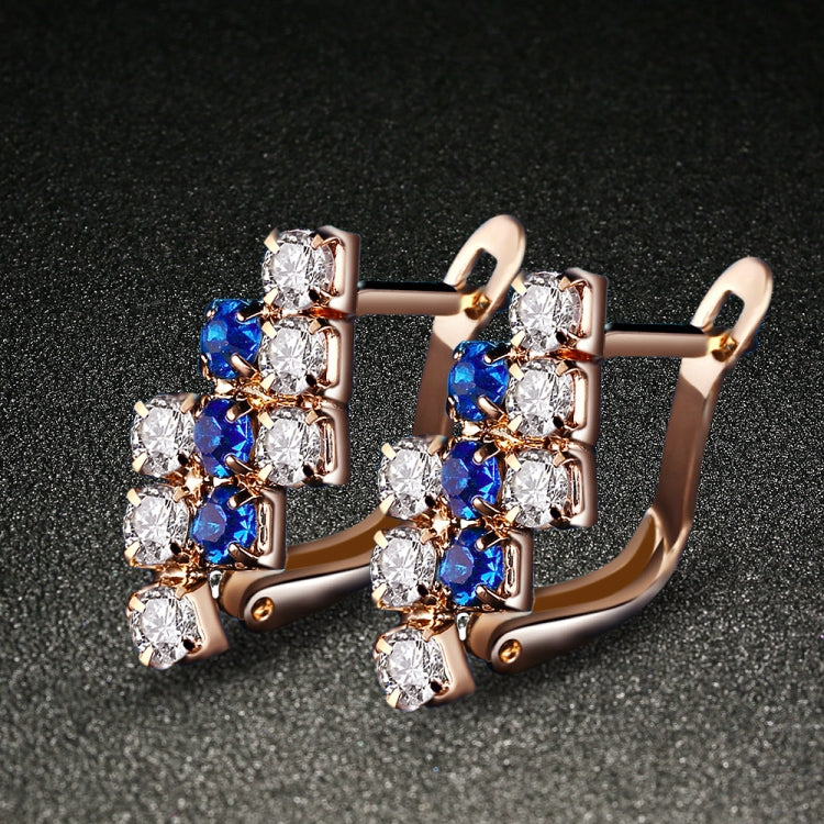 18K Gold Plated Sterling Silver Crystal Stud Earrings | Blue & Red | 1 Pair