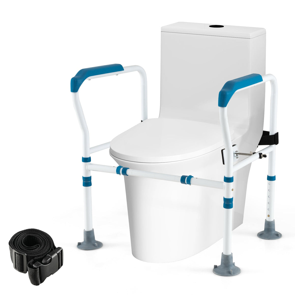 Stand Alone Toilet Safety Frame with Adjustable Height and Width-Grey