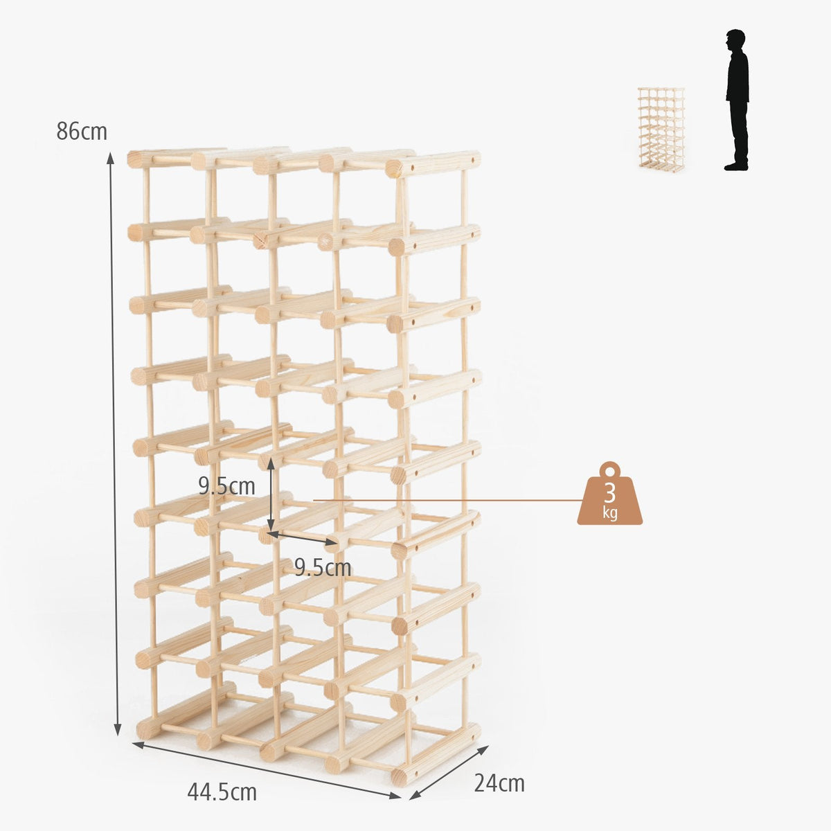 36-Bottle Wine Rack for Home Bar Pantry