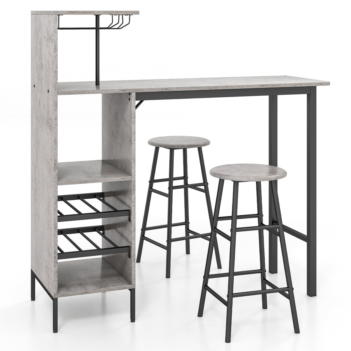 Counter Height Dining Table Set for Bistro Living Room-Brown