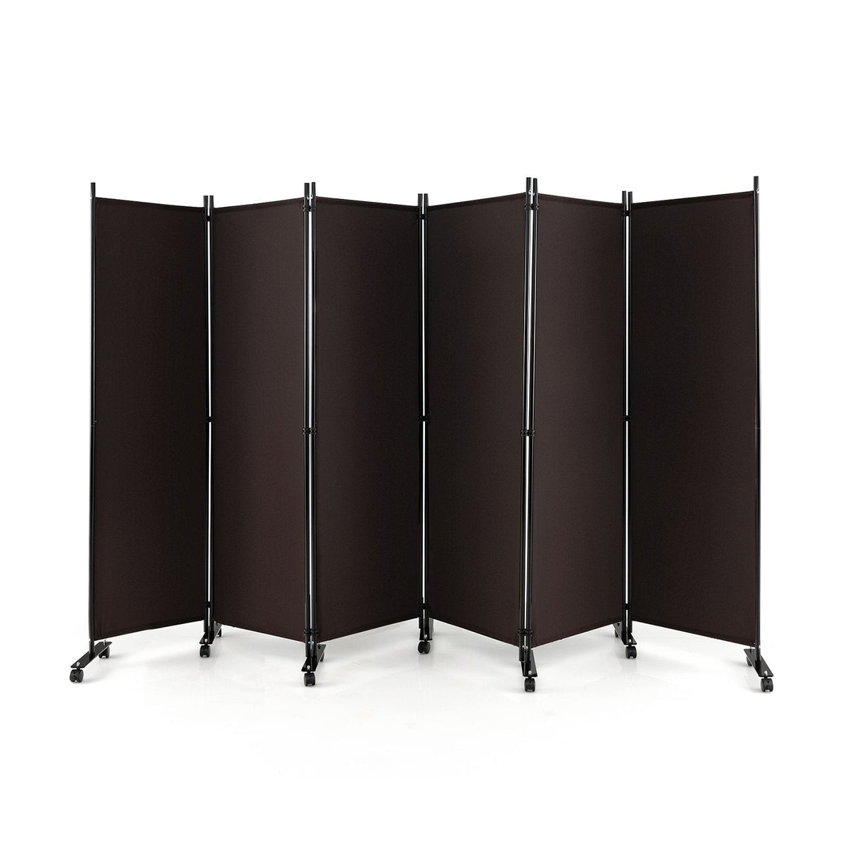 6 Panel Room Divider on Wheels-Black