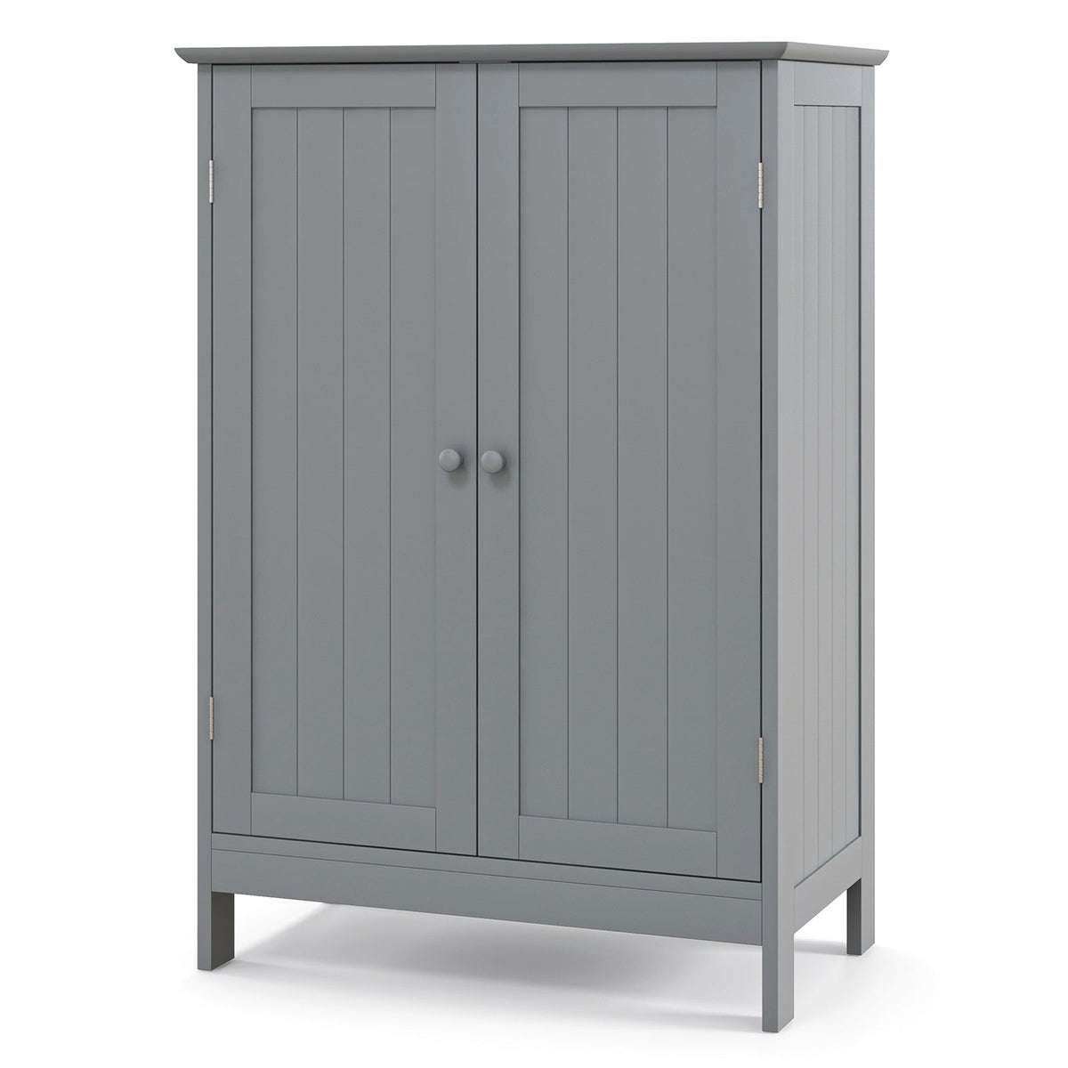 Double Door Bathroom Floor Cabinet with Shelf-Black