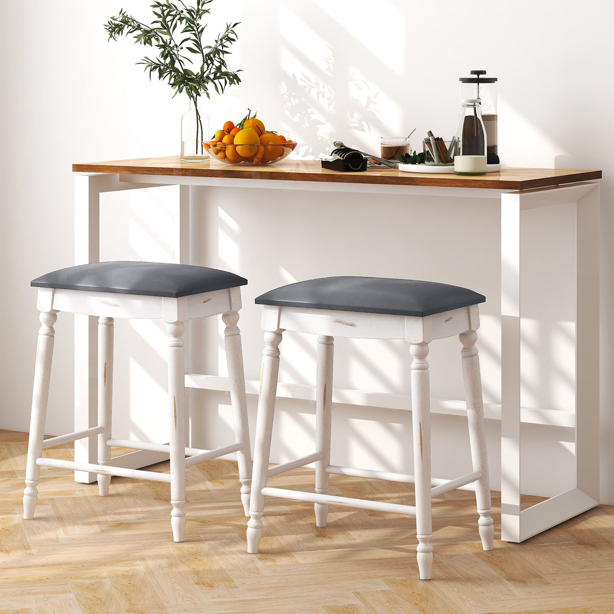 61/74 cm Upholstered Bar Stool Set of 2-61 cm