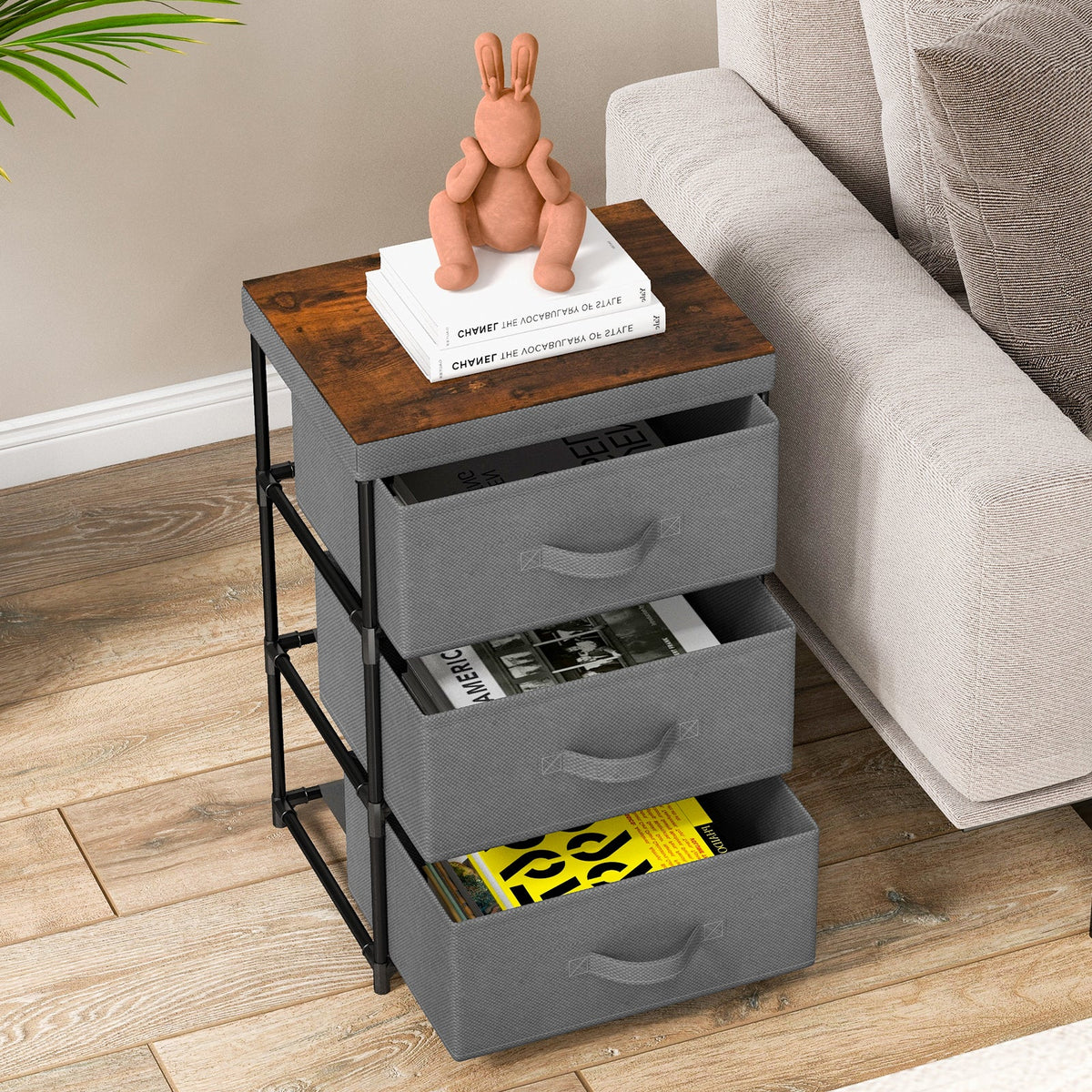 Fabric Storage Organizer Tower Unit with Removable Lid-Black
