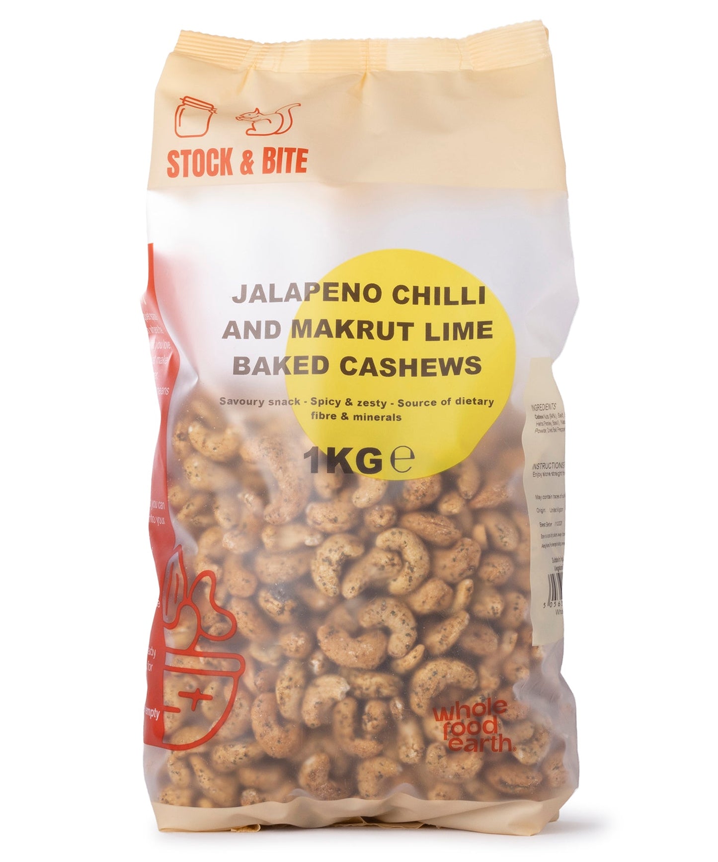 Anacardos Horneados con Chile Jalapeño y Lima Kaffir - Stock & Bite - 1kg