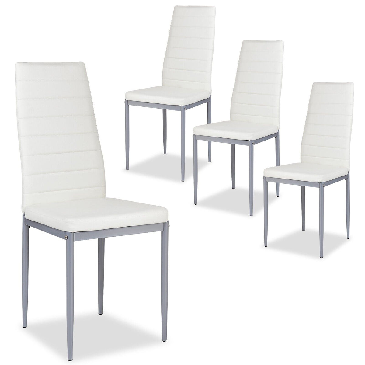 Set of 4 Armless Upholstered Dining Chairs with High Back-Black