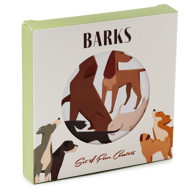 Set of 4 Cork Novelty Coasters - Barks Dog