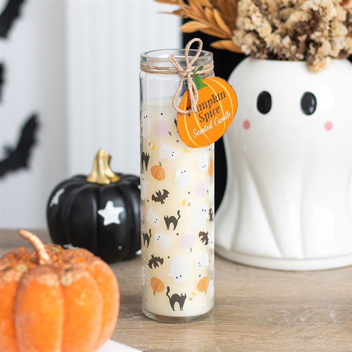 Sweet and Spooky Print Candy Corn Tube Candle