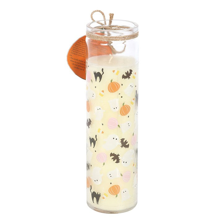 Sweet and Spooky Print Candy Corn Tube Candle