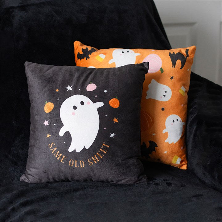 Square Sweet and Spooky Ghost Print Cushion