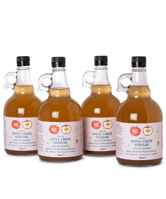 Apple Cider Vinegar With Mother 4 x 1L | Raw | Unfiltered | Unpasteurised | GMO Free