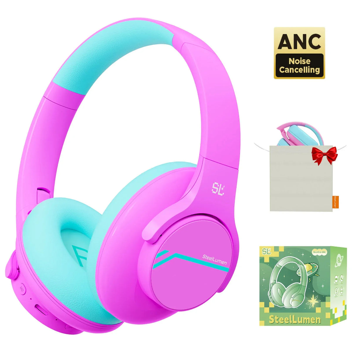 ANC Kids Wireless Bluetooth Headphones Active Noise Cancelling Earphones