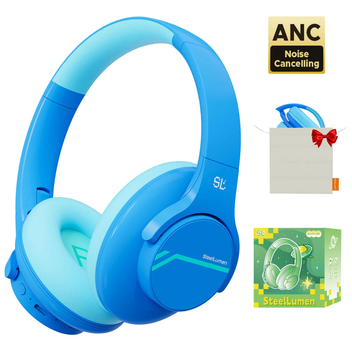 ANC Kids Wireless Bluetooth Headphones Active Noise Cancelling Earphones
