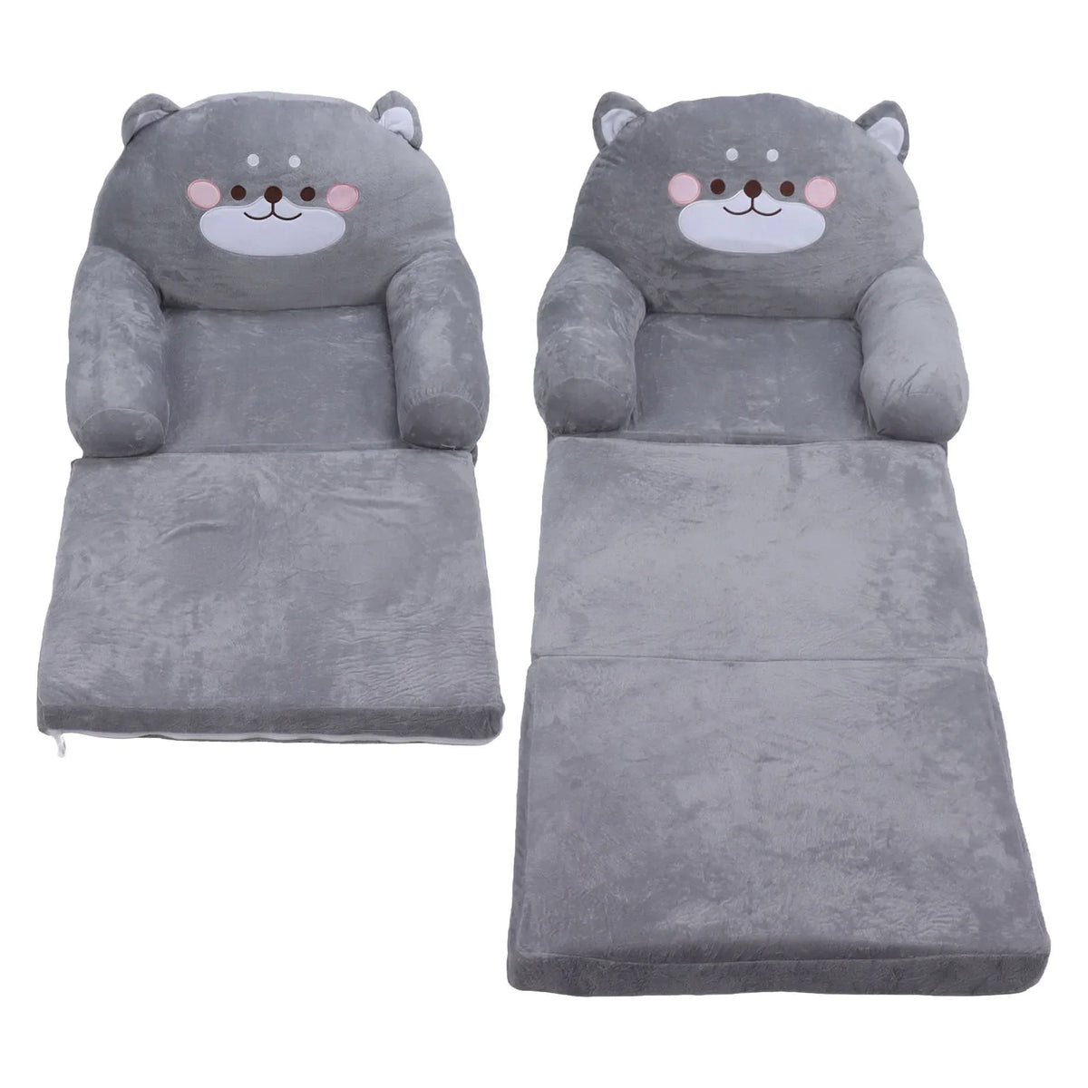 Kids Sofa Cartoon Dog Toddler Chair Soft Foldable Mini Couch Grey Kid Home Seat