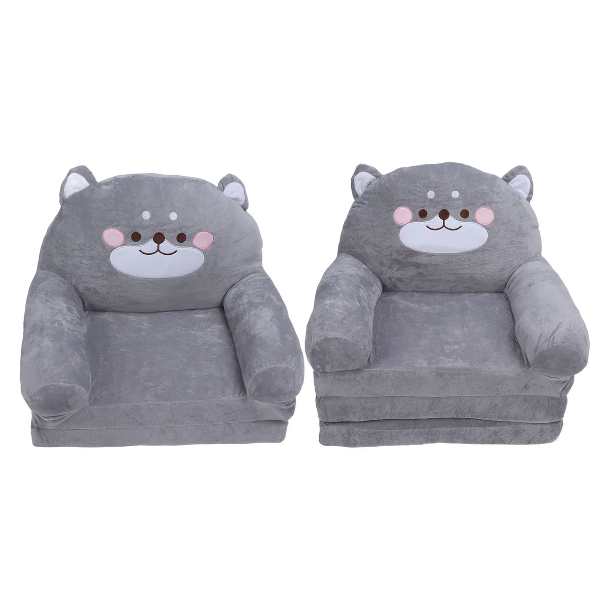 Kids Sofa Cartoon Dog Toddler Chair Soft Foldable Mini Couch Grey Kid Home Seat