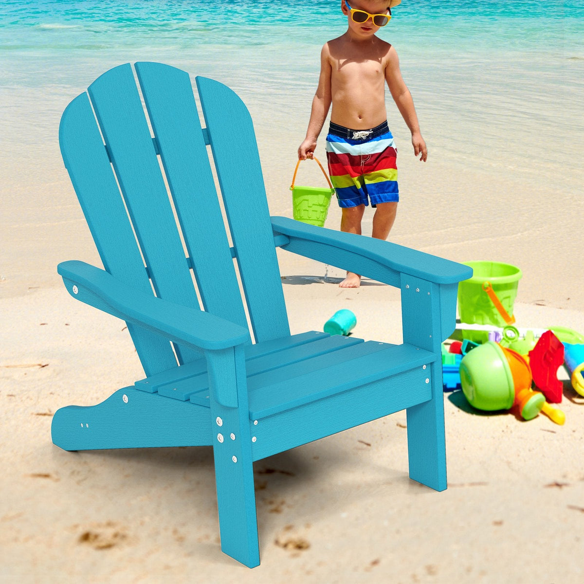 Kids Adirondack Chair All-Weather HDPE Toddler Lawn Chair-Brown