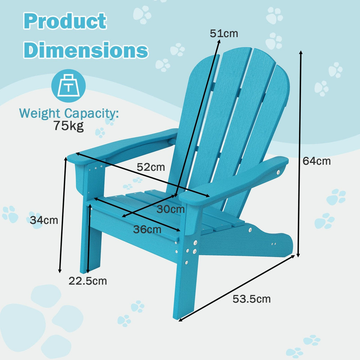 Kids Adirondack Chair All-Weather HDPE Toddler Lawn Chair-Brown