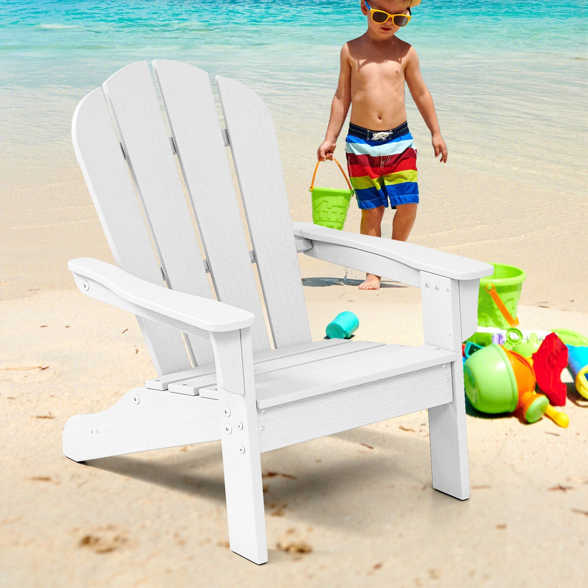 Kids Adirondack Chair All-Weather HDPE Toddler Lawn Chair-Brown