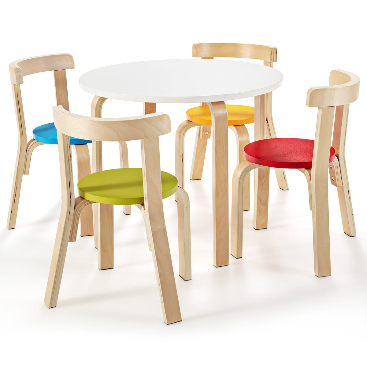 5-Piece Kids Play Table and Chair Set for Playing Drawing Reading-Colourful