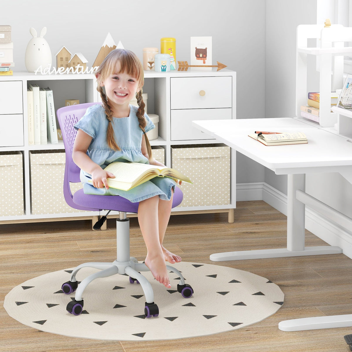 Ergonomic Children Study Chair with Adjustable Height-Blue