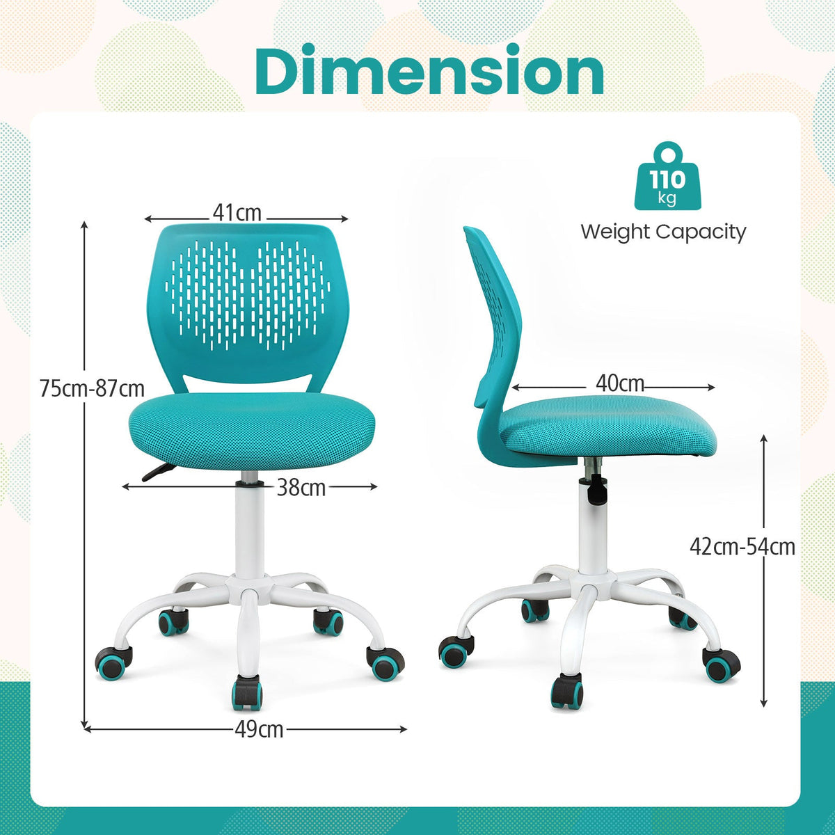 Ergonomic Children Study Chair with Adjustable Height-Blue