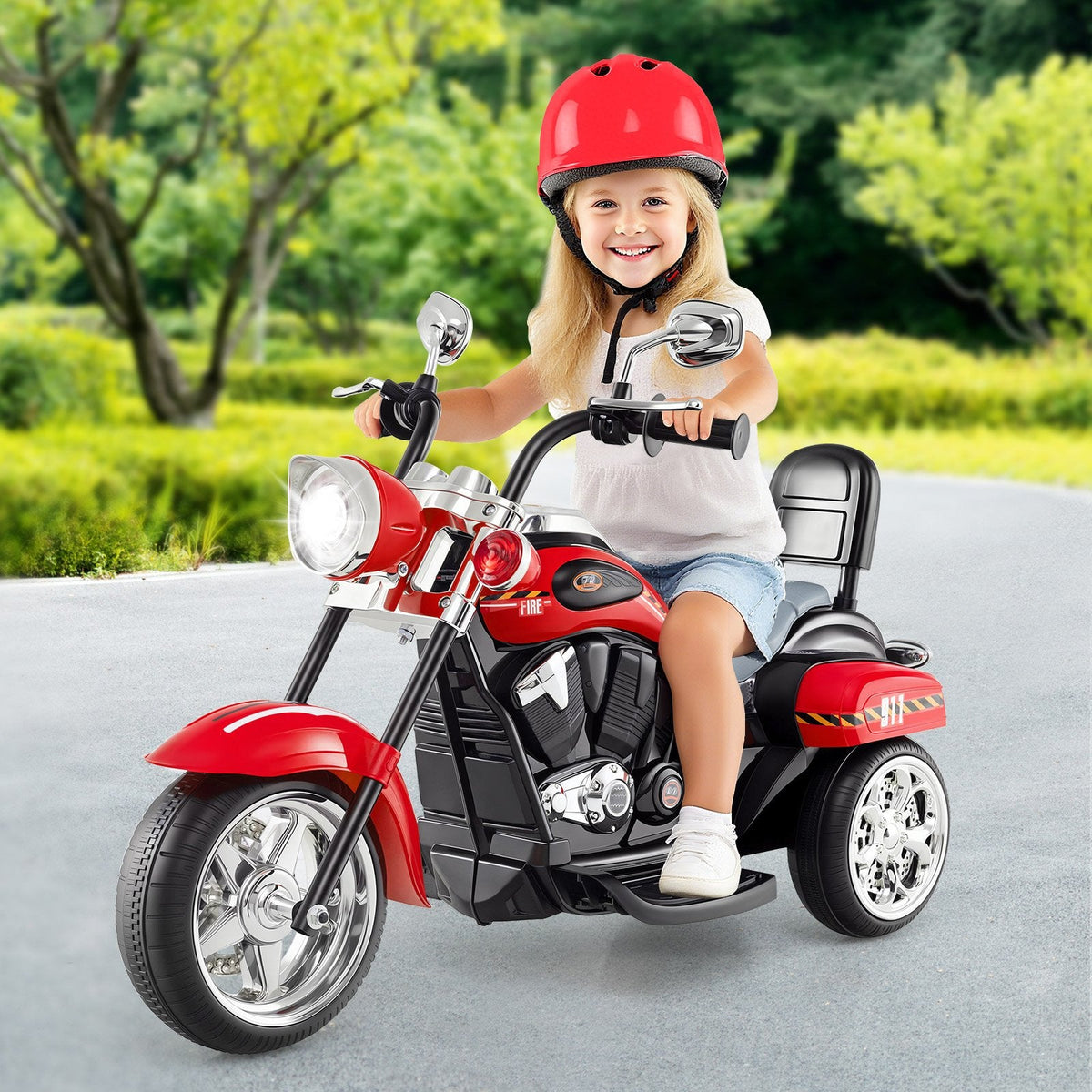 Kids Electric Motorcycle Motorbike 6V Battery Horn Headlight-Black