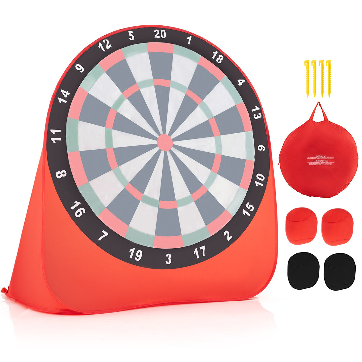 Large Dart Board for Kids Foldable and Portable Dartboard with 4 Kick Balls-Black