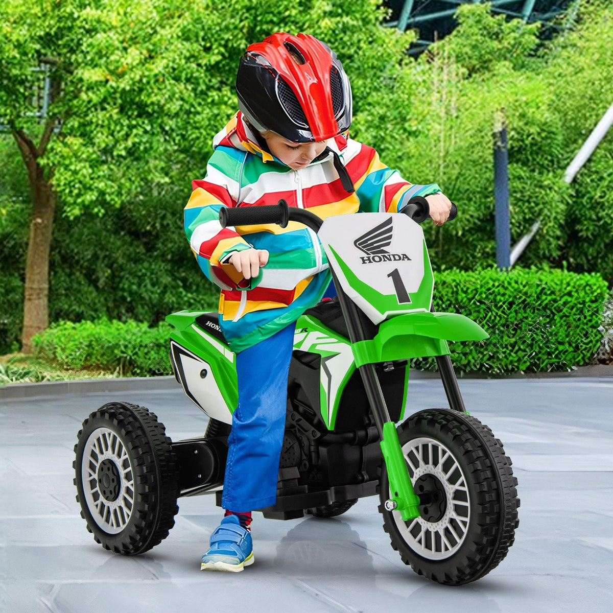 Honda Licensed Kids Ride On Motorbike with Horn Anti-slip Handlebars-Red