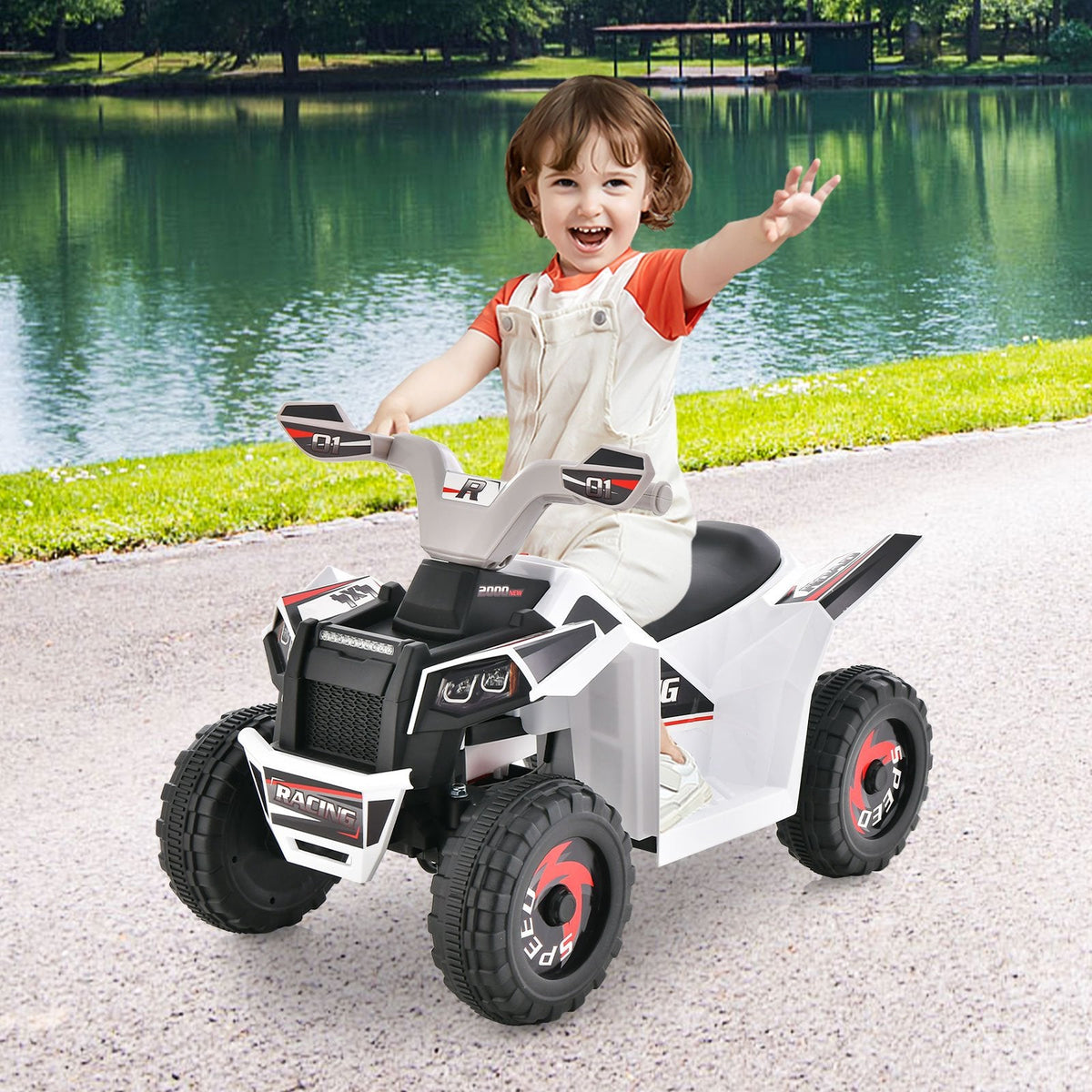 Kids Ride on ATV with Direction Control Large Seat-Blue