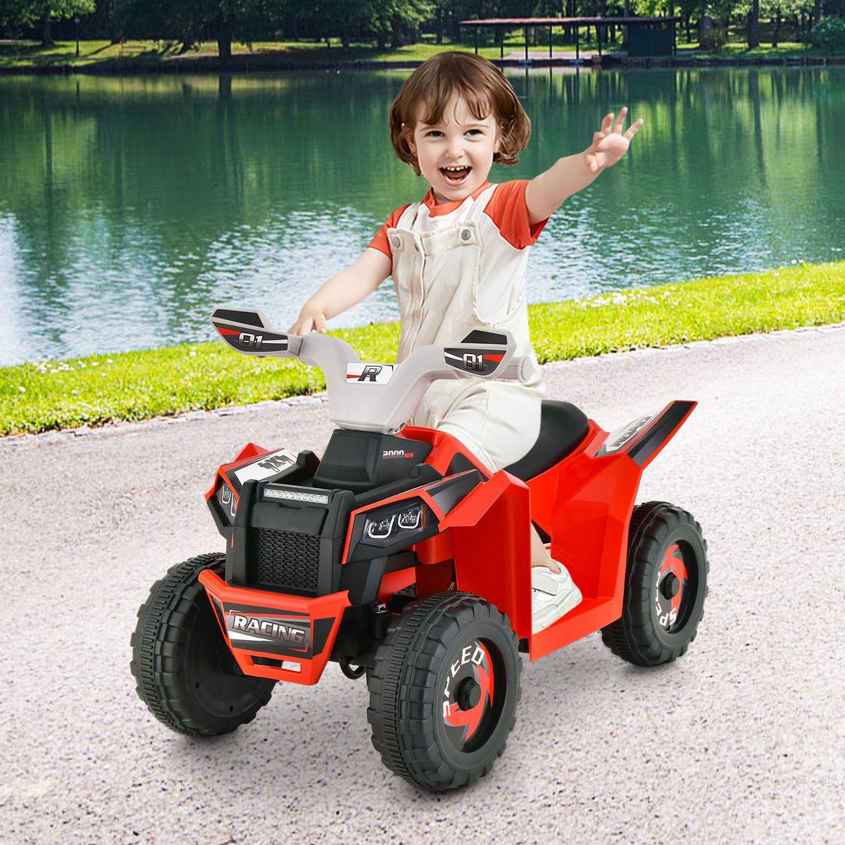 Kids Ride on ATV with Direction Control Large Seat-Blue