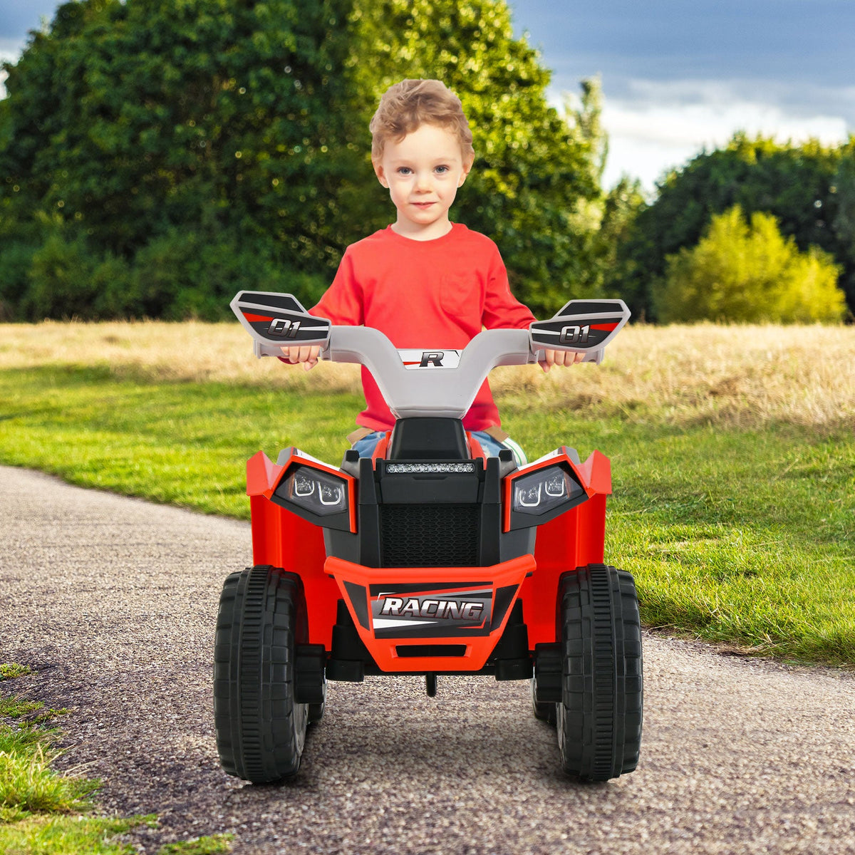 Kids Ride on ATV with Direction Control Large Seat-Blue