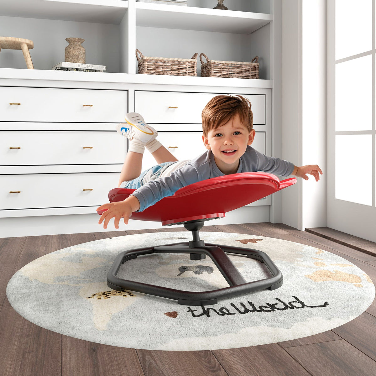 Kids Sensory Swivel Chair Elephant Petal 360° Spinning Chair-B-Blue