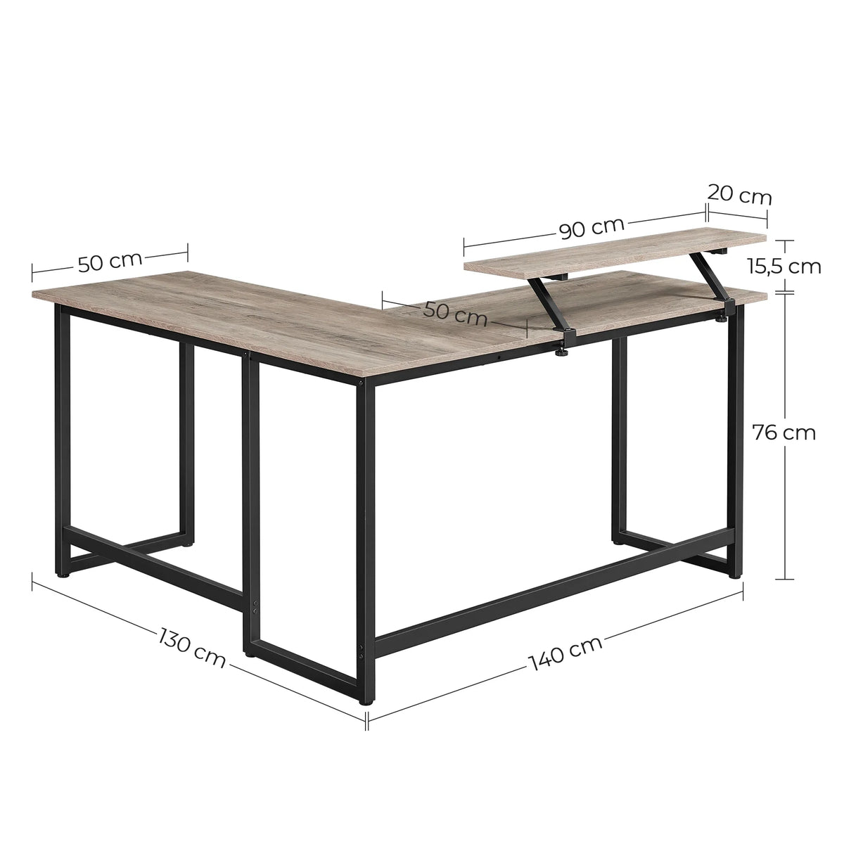 L-Shaped Computer Desk Home Office Corner Workstation with Monitor Stand Modern