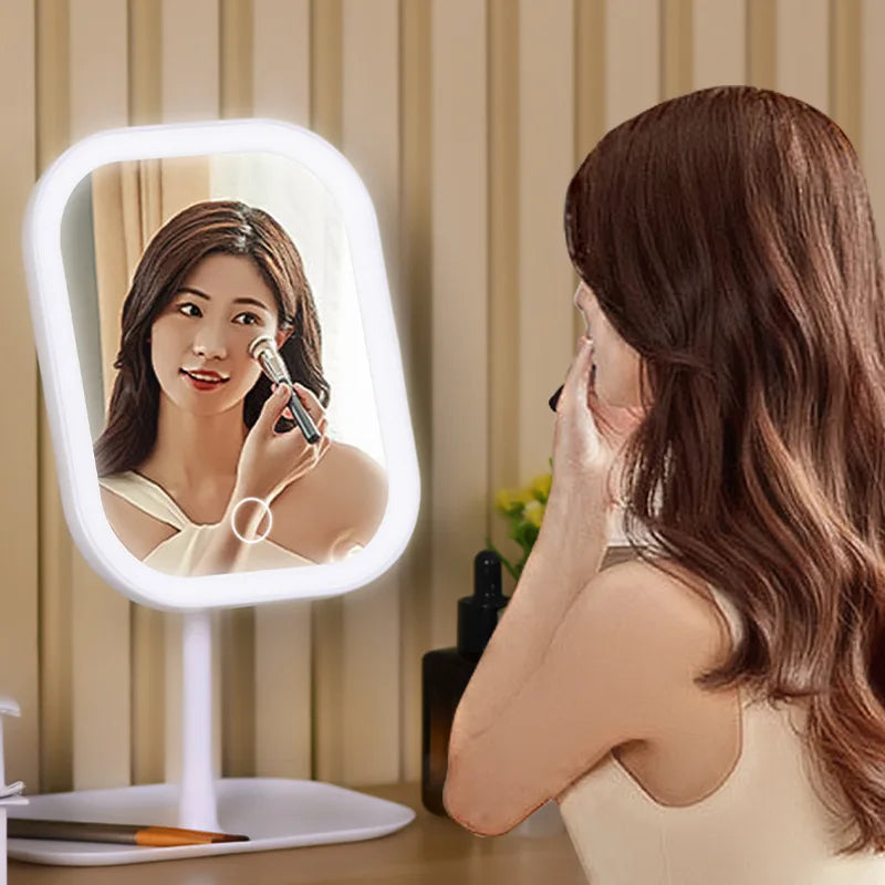 Modern LED Desktop Vanity Mirror – 3 Colour Light Touch Control Makeup Mirror