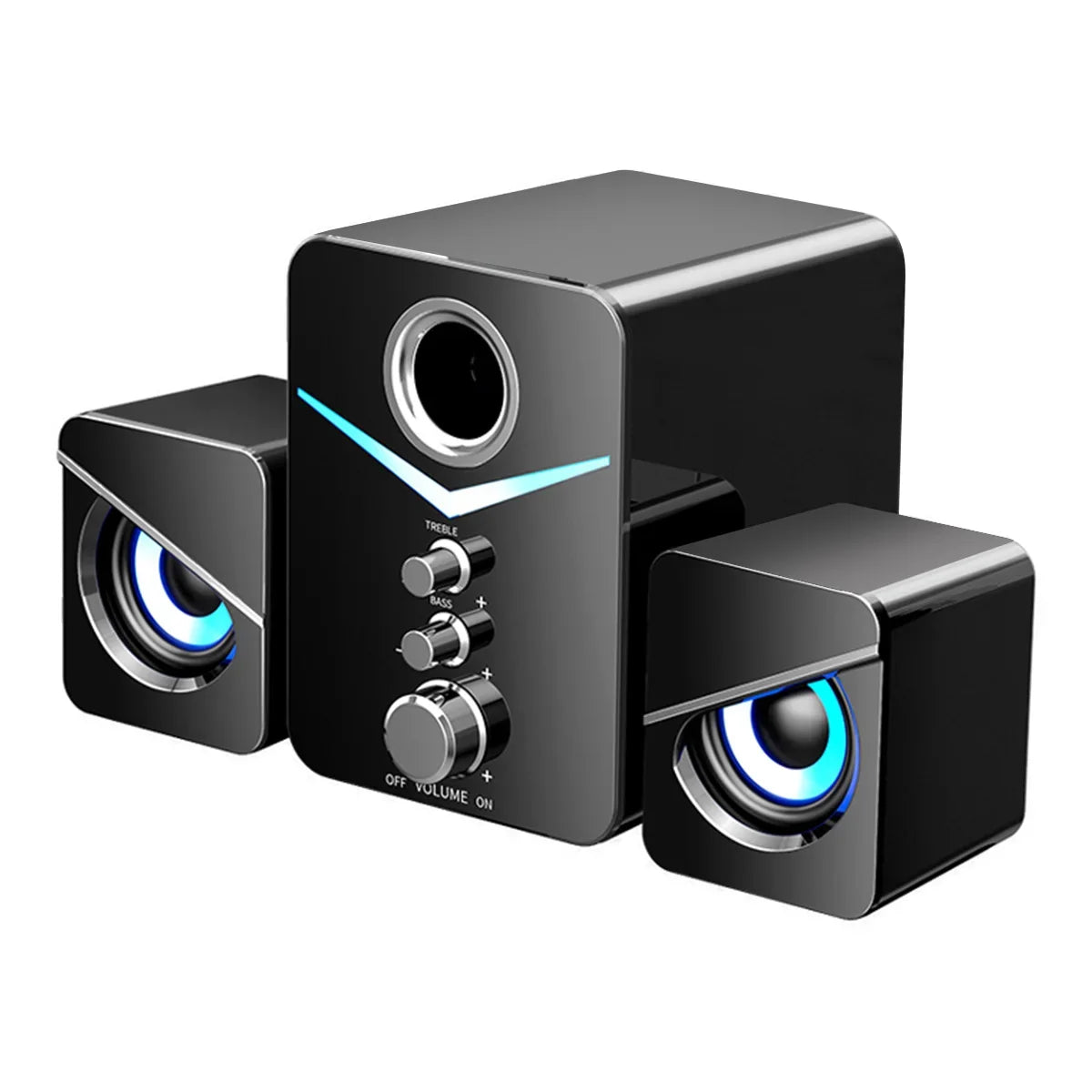 LED Computer Speakers - Stereo Bass Subwoofer for Desktop & Laptop USB Wired 3.5mm Jack