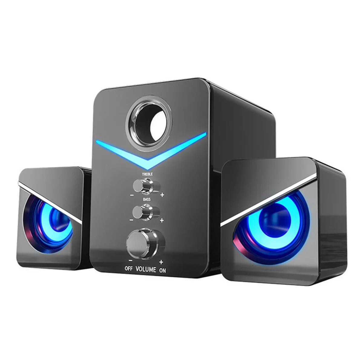 LED Computer Speakers - Stereo Bass Subwoofer for Desktop & Laptop USB Wired 3.5mm Jack