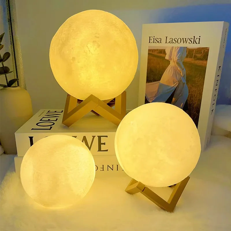 LED Moon Galaxy Night Light - Book Light, Moon Lamp, Bedroom Décor, Indoor Ambient Lighting