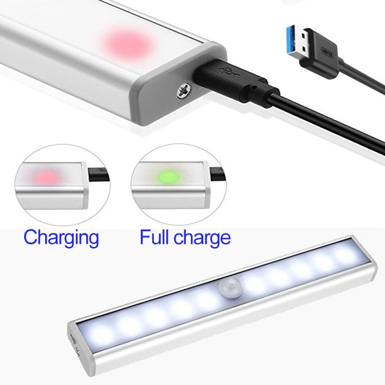USB Rechargeable LED Motion Sensor Light - 10 LED Warm White Cabinet & Corridor Light