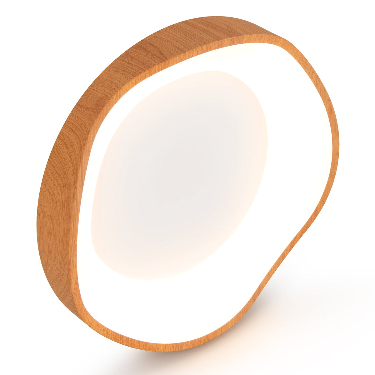 LED Mount Ceiling Light with Wood Pattern and Metal Frame-Natural