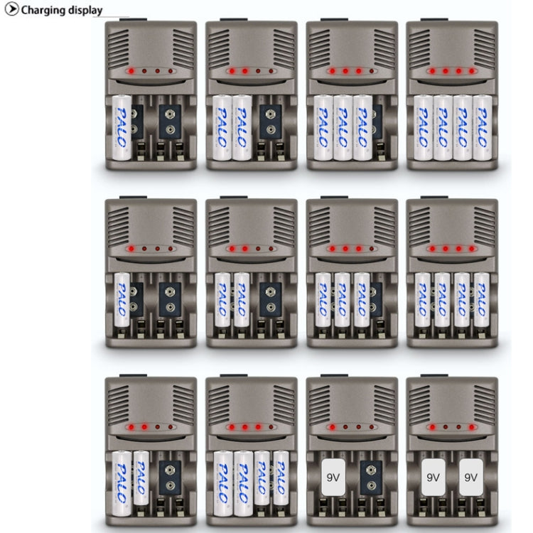 AC 100-240V 4-Schacht-Akkuladegerät für AA- und AAA- und 9V-Ni-MH-Akkus, UK-Stecker