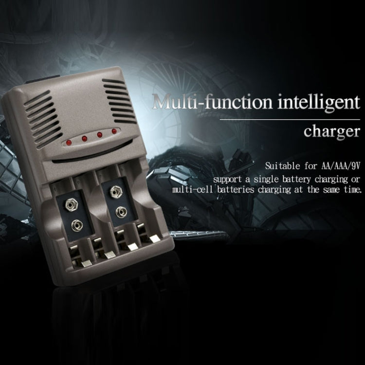 AC 100-240V 4-Schacht-Akkuladegerät für AA- und AAA- und 9V-Ni-MH-Akkus, UK-Stecker