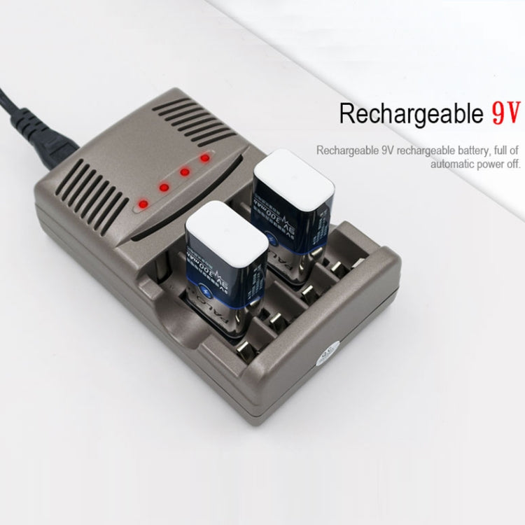 AC 100-240V 4-Schacht-Akkuladegerät für AA- und AAA- und 9V-Ni-MH-Akkus, UK-Stecker