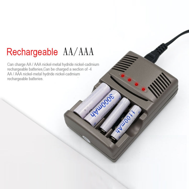 AC 100-240V 4-Schacht-Akkuladegerät für AA- und AAA- und 9V-Ni-MH-Akkus, UK-Stecker