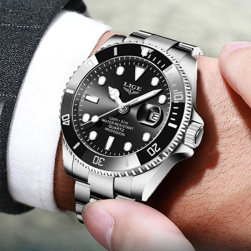 Men’s Business Quartz Watch – Luminous Stainless Steel Waterproof Luxury Gift