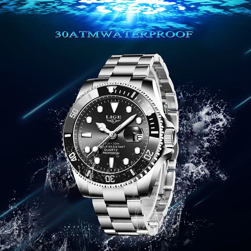 Men’s Business Quartz Watch – Luminous Stainless Steel Waterproof Luxury Gift