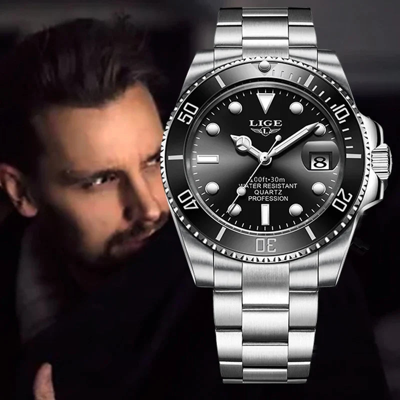 Men’s Business Quartz Watch – Luminous Stainless Steel Waterproof Luxury Gift