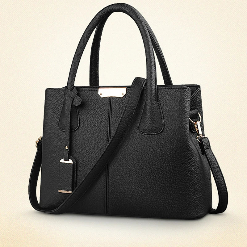 Ladies Large Tote Bag PU Leather Square Shoulder Crossbody Handbag Travel Bag