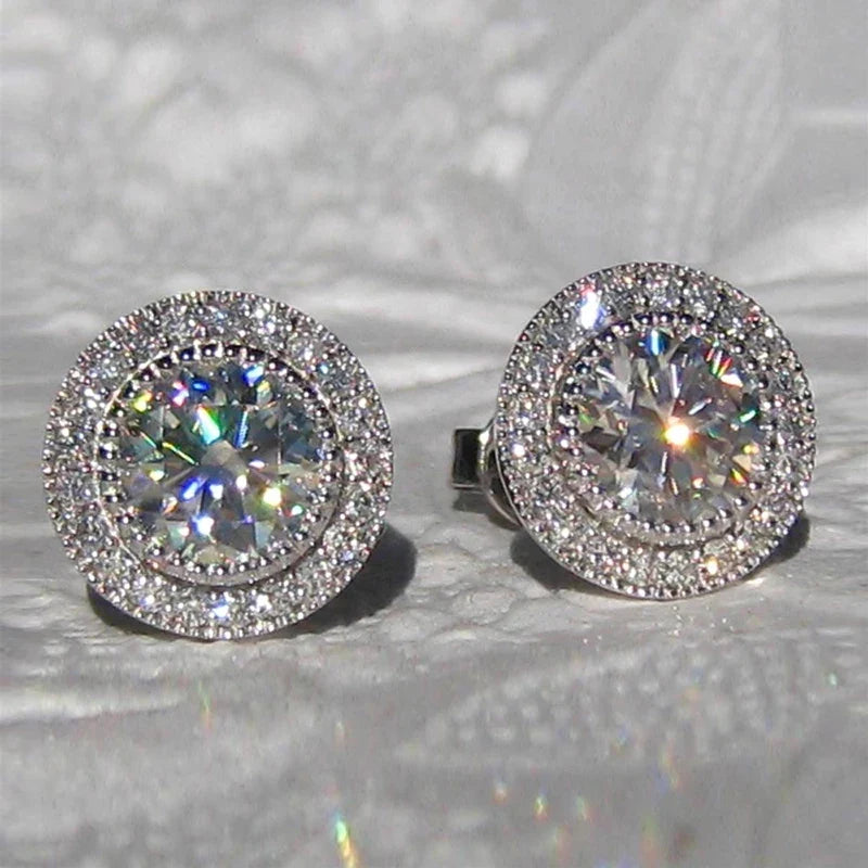 Small Round CZ Stud Earrings for Women – Ladies Jewellery Earring Pair Elegant