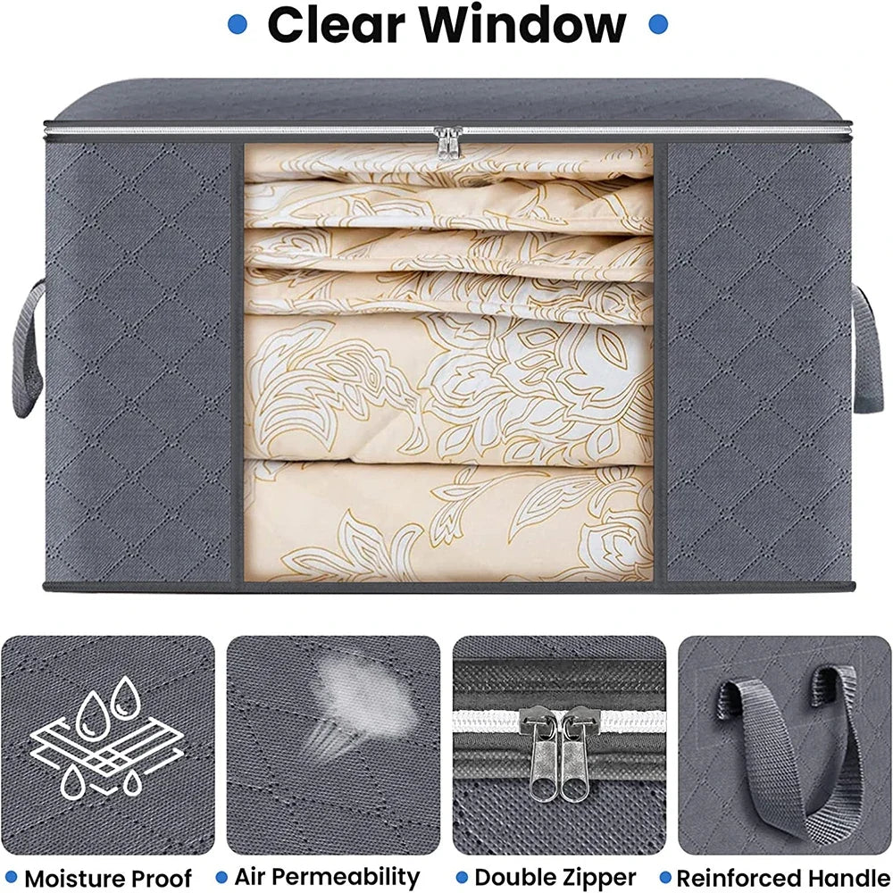 Large Capacity Foldable Clothes Storage Bag - Blanket & Closet Organiser for Bedroom
